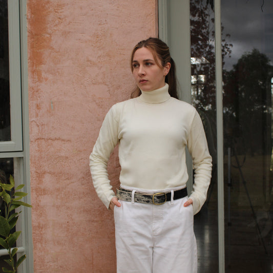 Bridge and Lord's women's roll neck top or jumper, in winter white