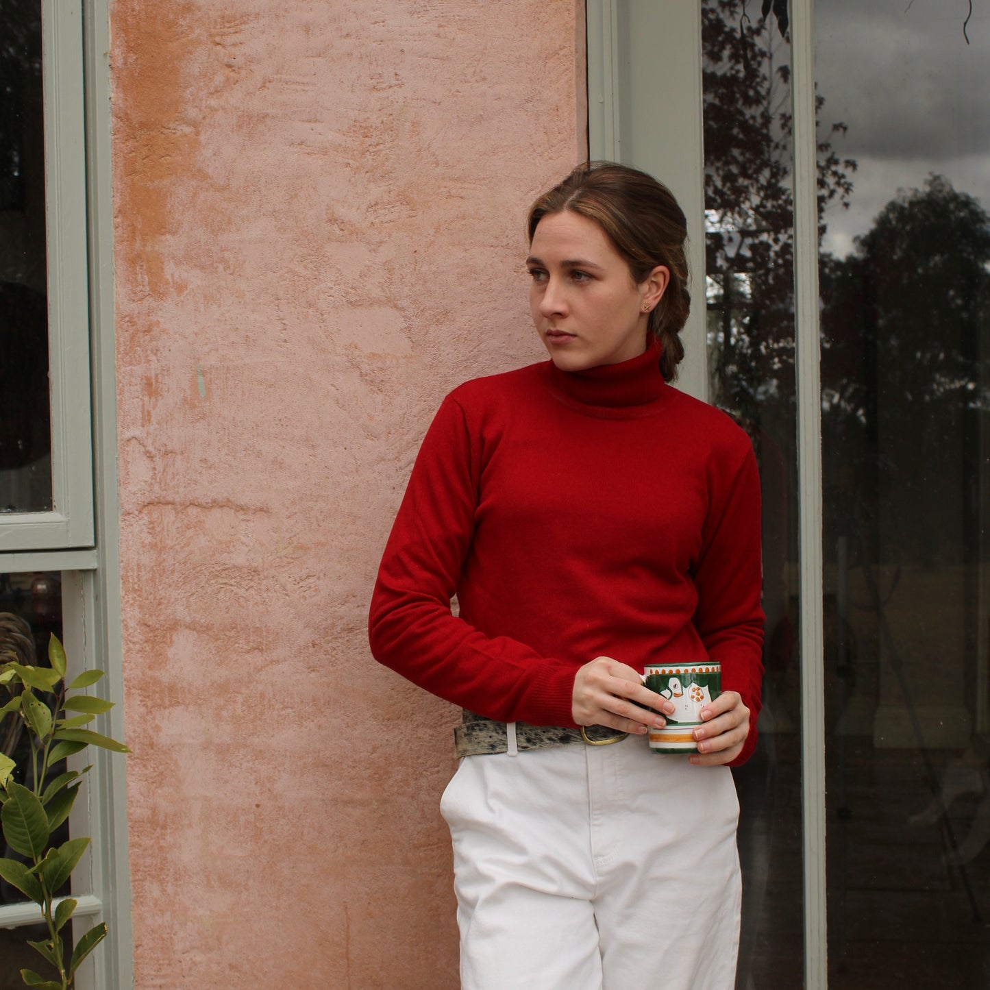 Bridge and Lord's women's roll neck top or jumper, in wine