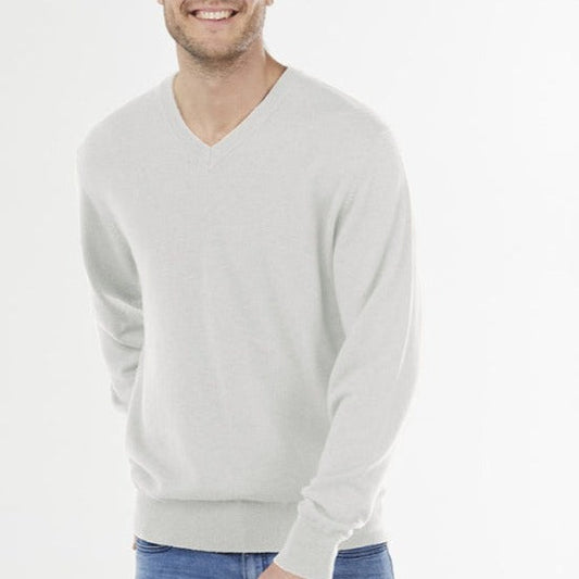 Men's quality jumper - v neck mist.