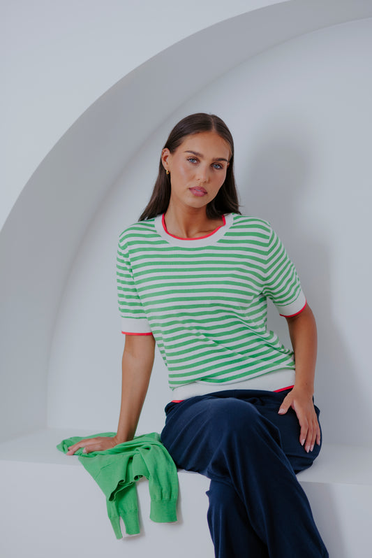 Bridge and lord striped t shirt in grenn