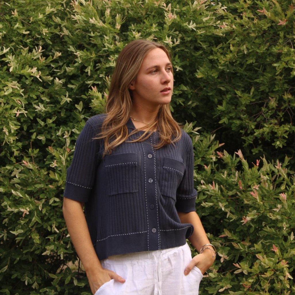 Bridge and Lord back Buttoned Vest in terracotta.