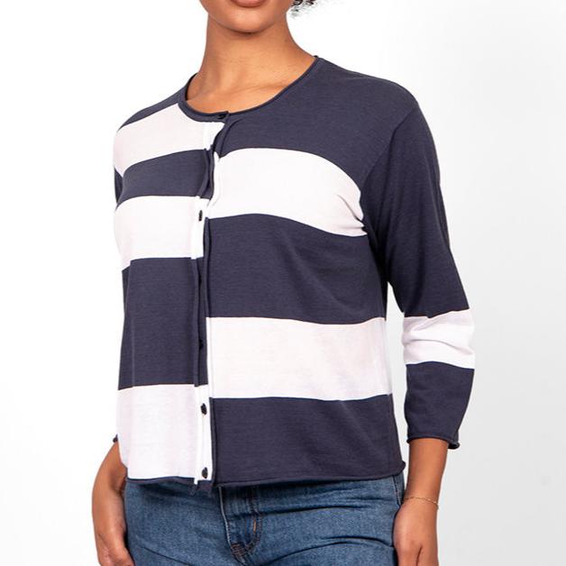 Bridge and Lord Summer Cardigan Blueberry and White.