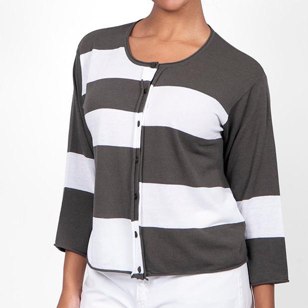 Bridge and Lord Block Stripe cardi in Olive.