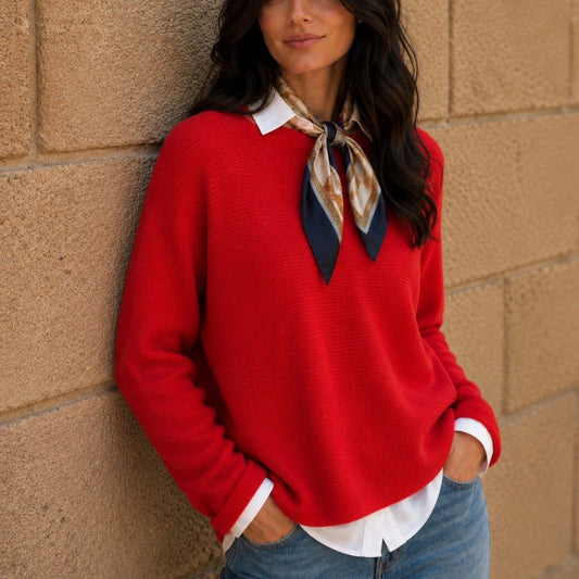 Bridge and Lord women’s merino wool and cashmere red jumper 