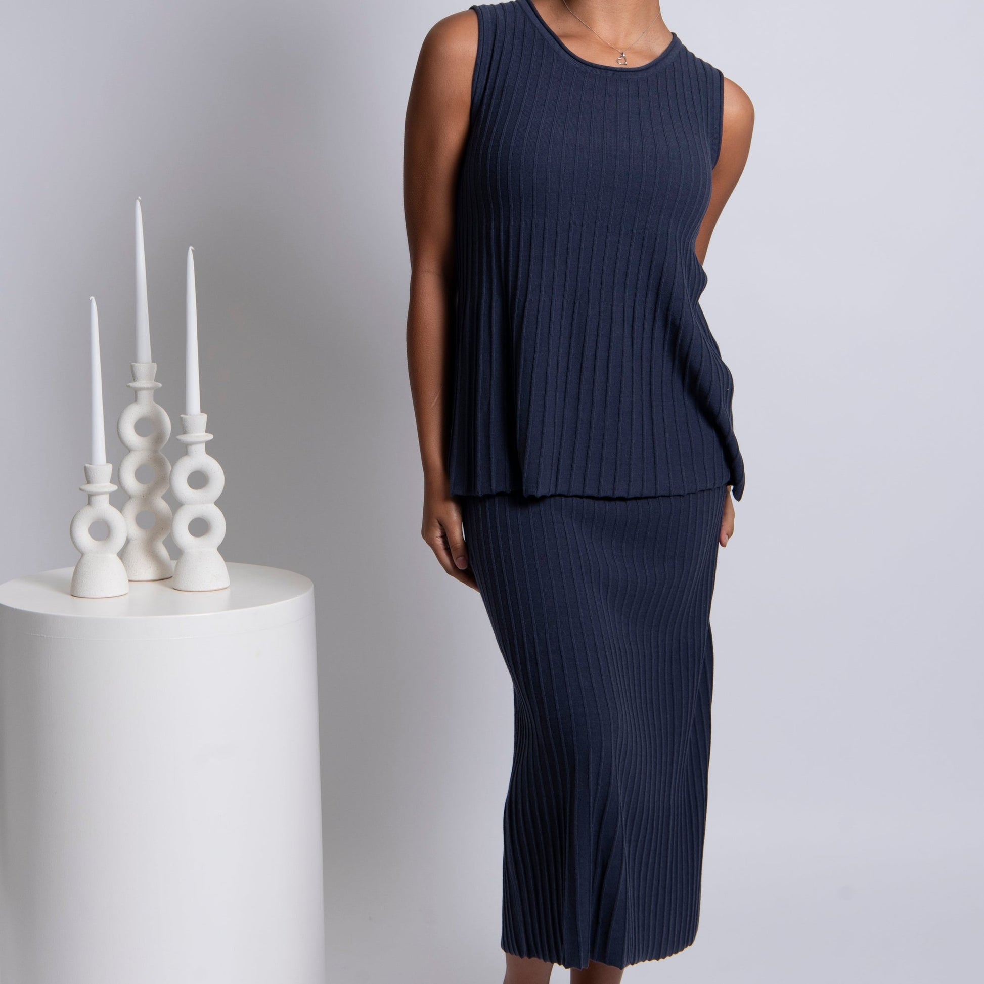 Bridge and Lord Rib skirt in blueberr.