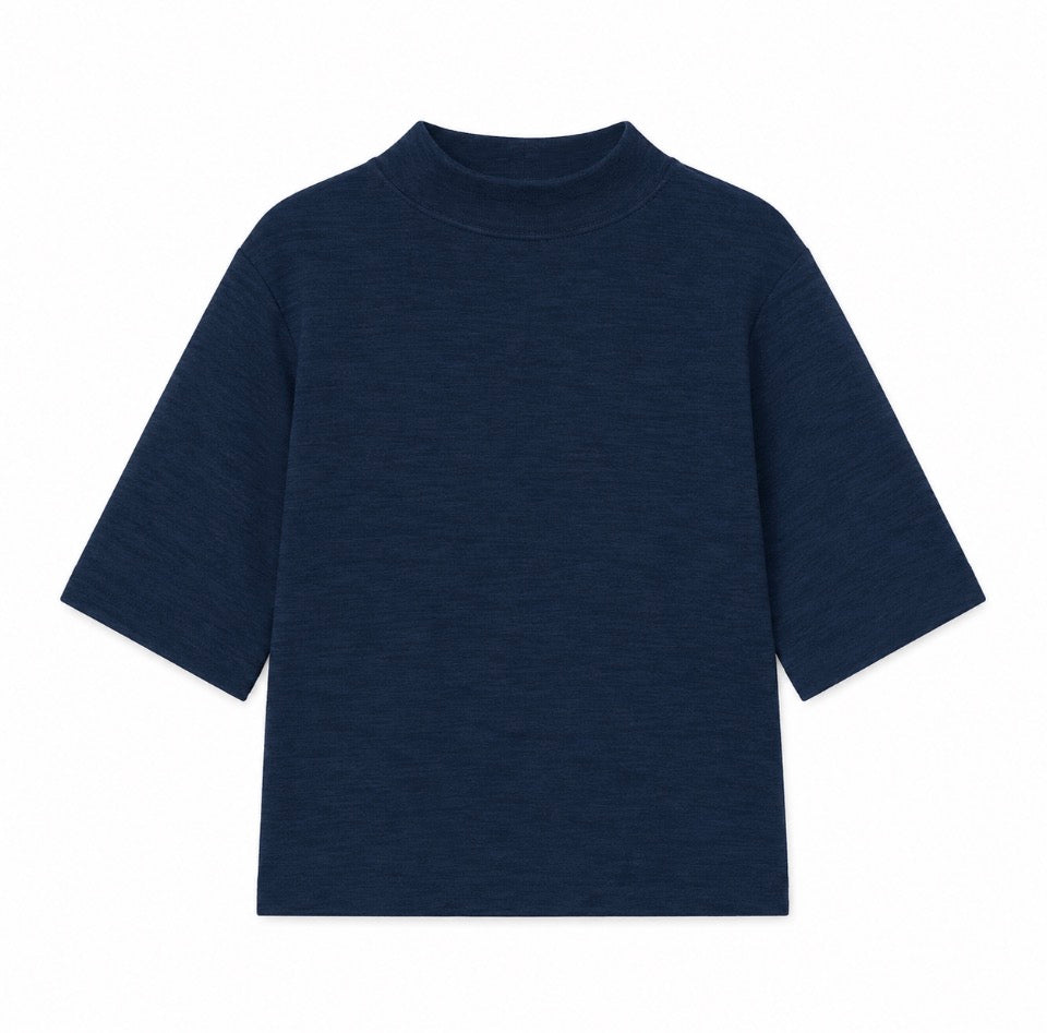 By basics short sleeve merino wool over top