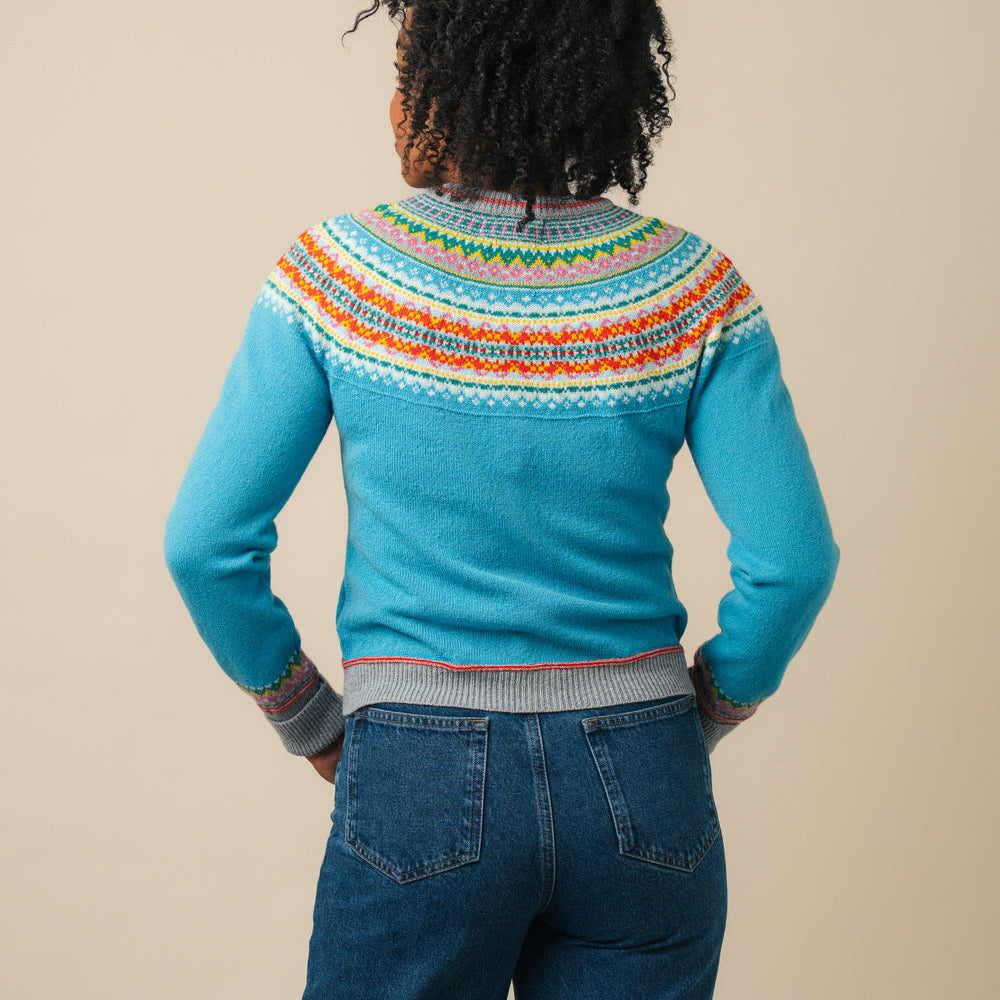 Erine aqua woollen fairisle jumper.