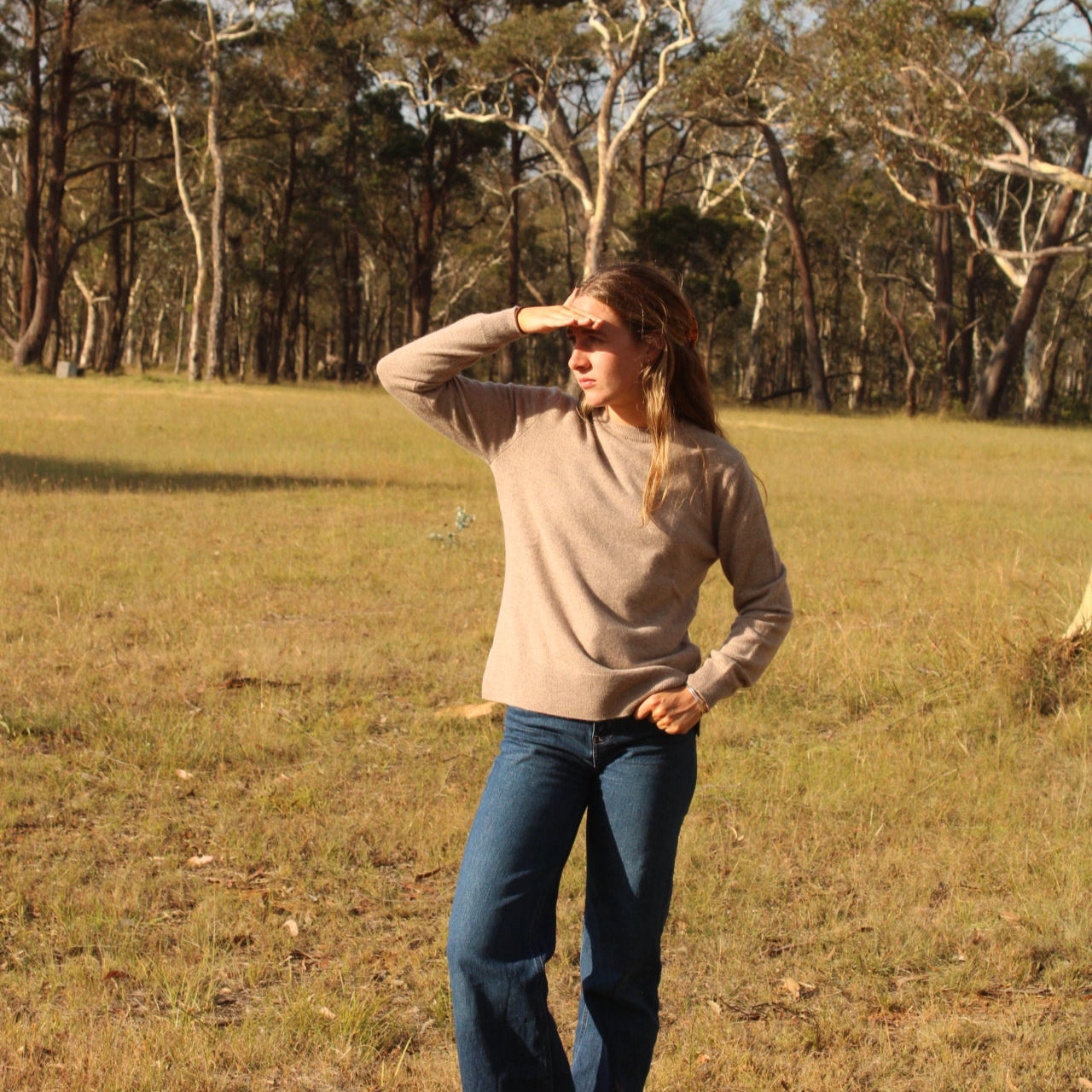 Bridge and lord 100% cashmere jumper in camel.