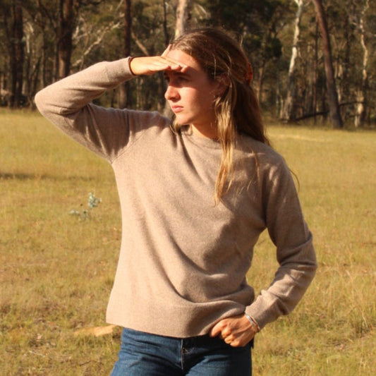 Bridge and lord 100% cashmere jumper in camel.