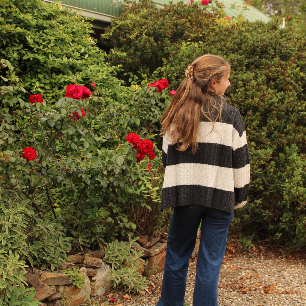 Daikon stripy jumper from Nature of Knitwear. 100% Lambswool