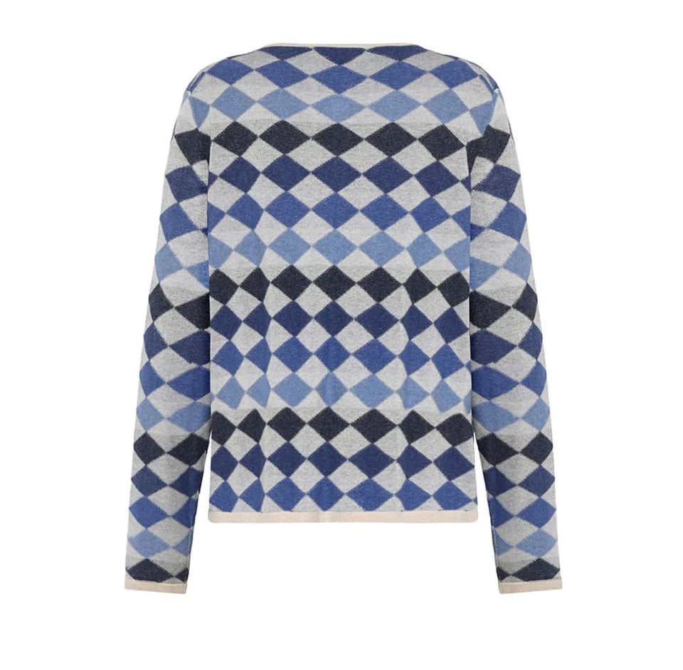The Dodo Harlequin Cardigan by Mansted for women in Blue