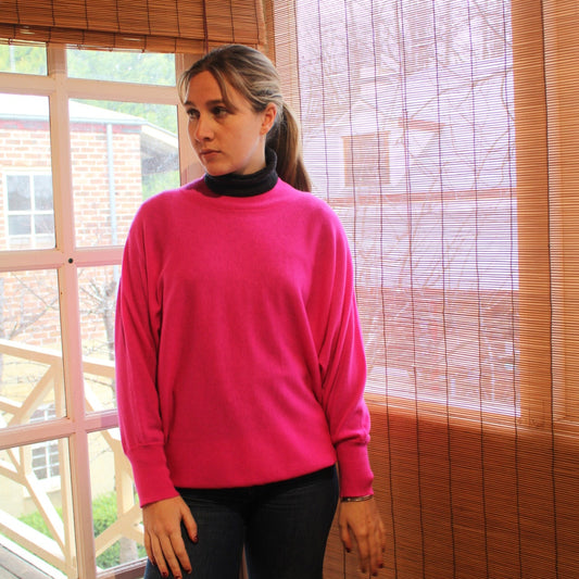 100% wool jumper in fuscia from Bridge and Lord