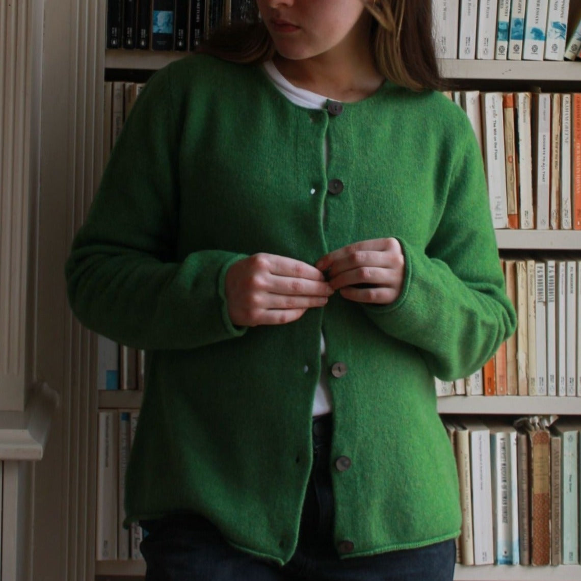 Women's green cardigan - Eribe Scottish Knitwear