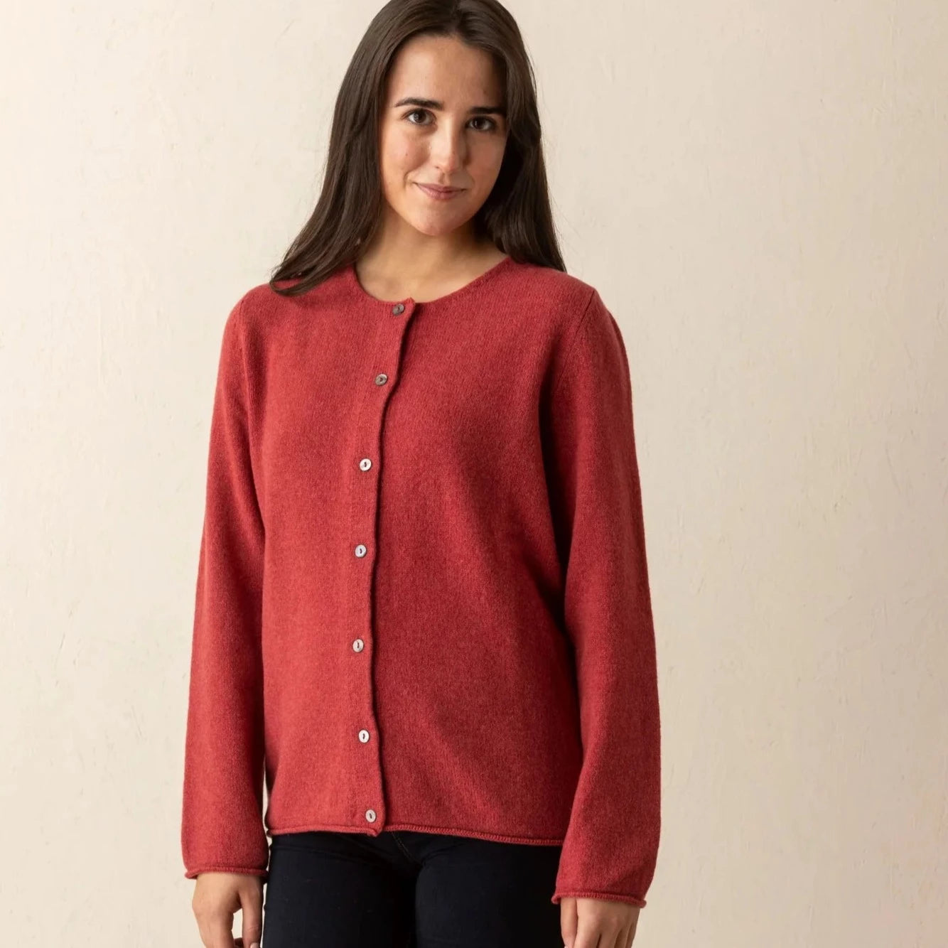 Eribe Corry Crew Cardigan in Rouge.