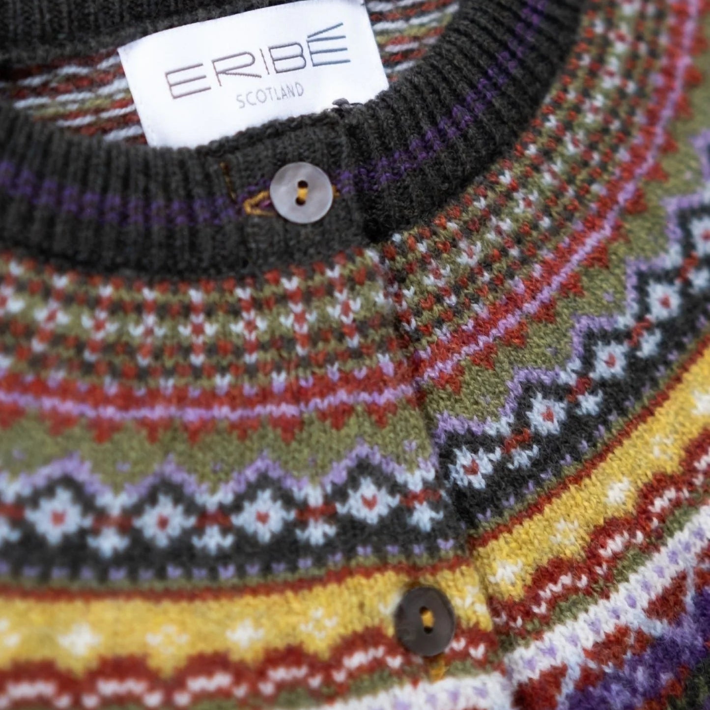 Eribe Alpine Fairisle cardigan in yellow