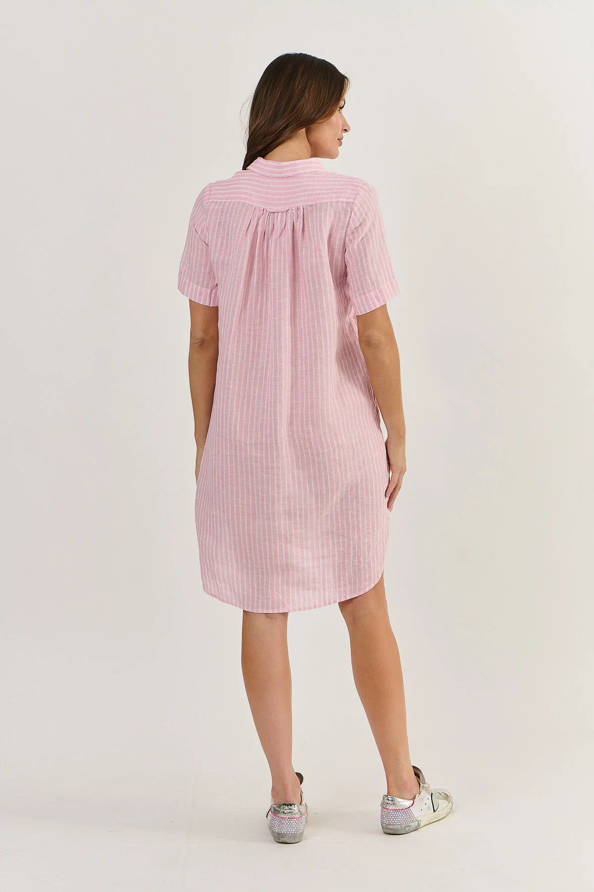 Enveloppe linen shirtdress in pink