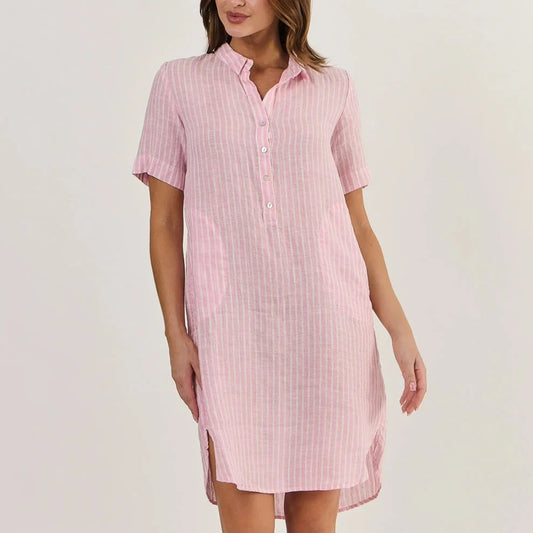 Enveloppe linen shirtdress in pink