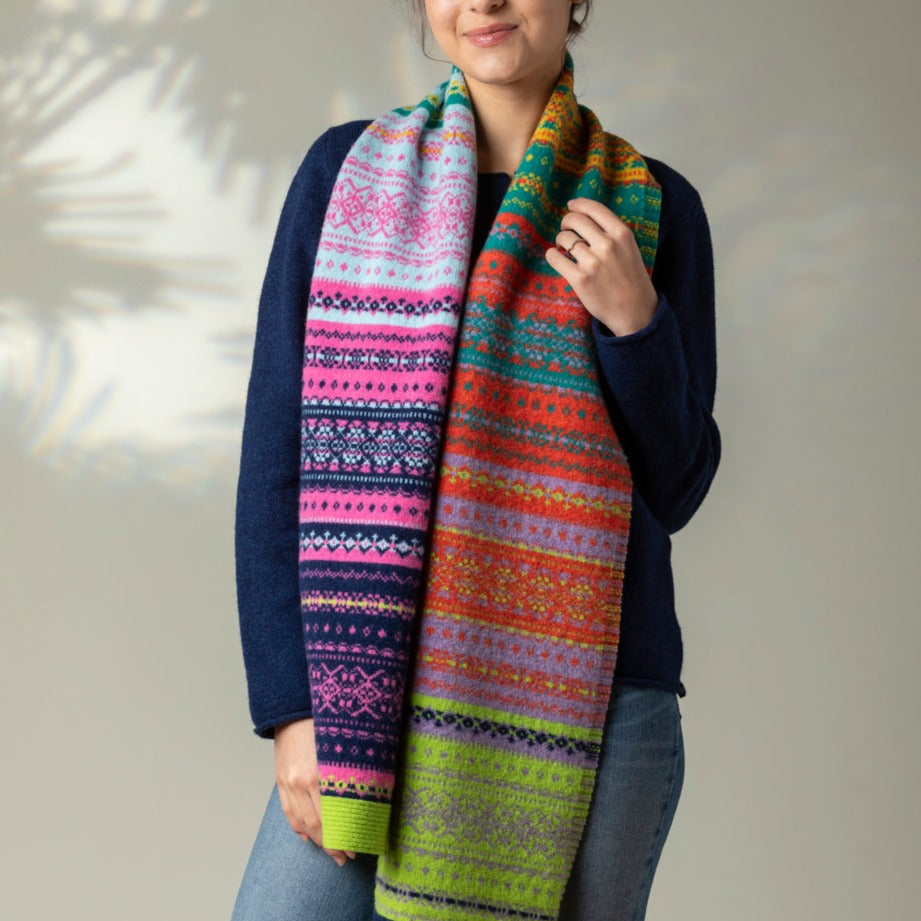 Eribé's Alloa Fair Isle merino Scarf in Molly-Calla