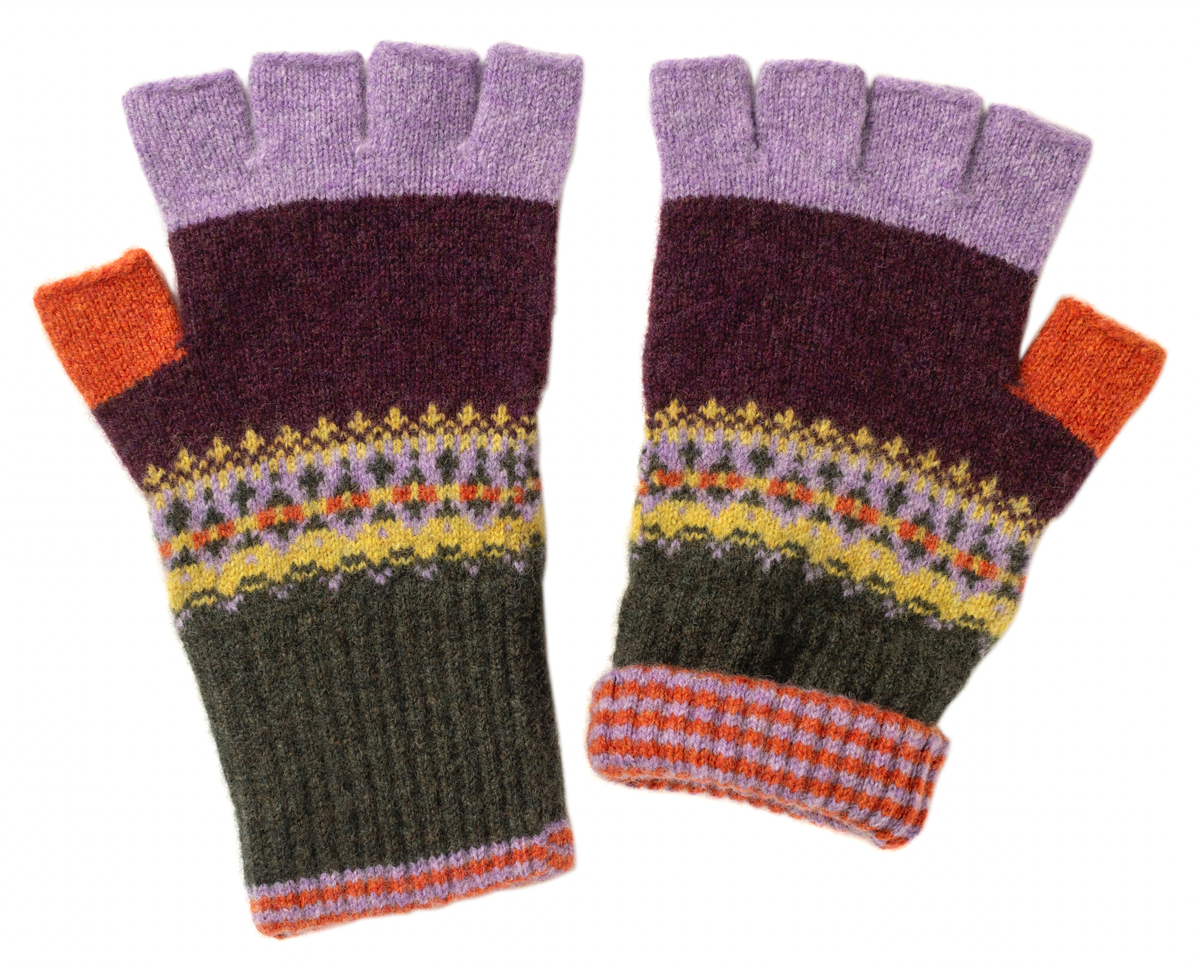Eribé's Alloa Fingerless Gloves in Copperland Fair Isle