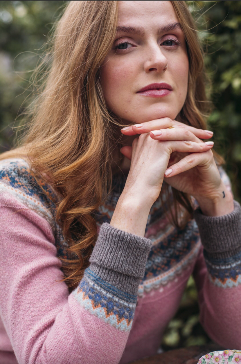 Eribe's women's Alpine Short Cardigan in Vintage Pink