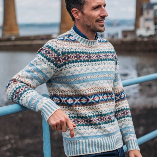 Eribe Brodie Sweater in Nordic for men. Scottish Knitwear.