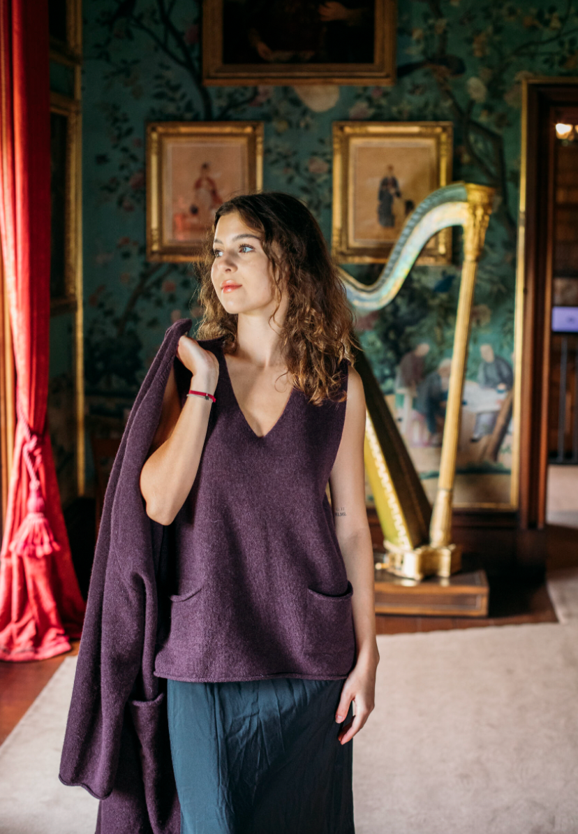 Eribe's Corry Vee Tank Vest top in Blackgrape for women