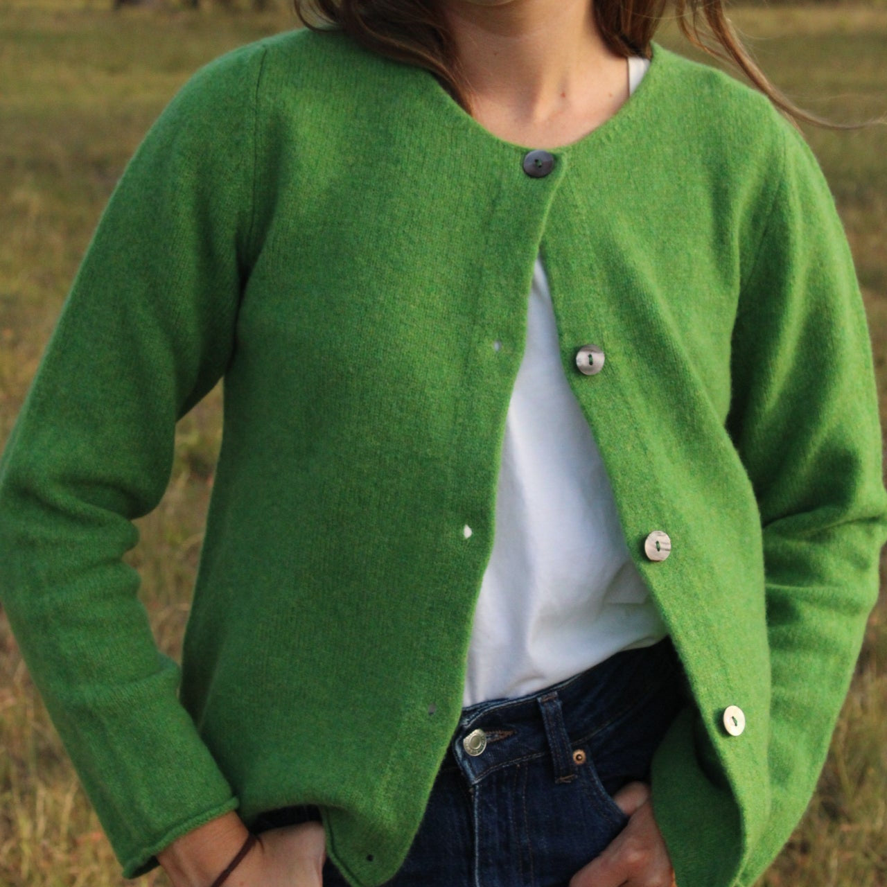 Eribe Corry Cardigan in Green.