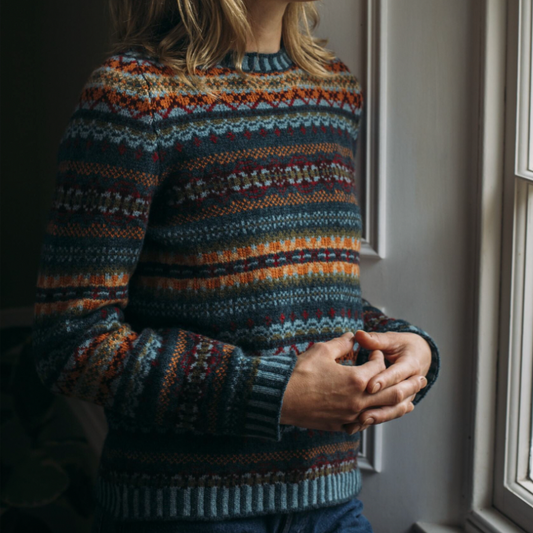 Eribe's Kinross fair isle jumper for women in Prelude