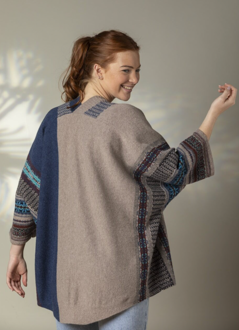 Eribe's Montrose Blanket Coat in Oban Sky for women, back view