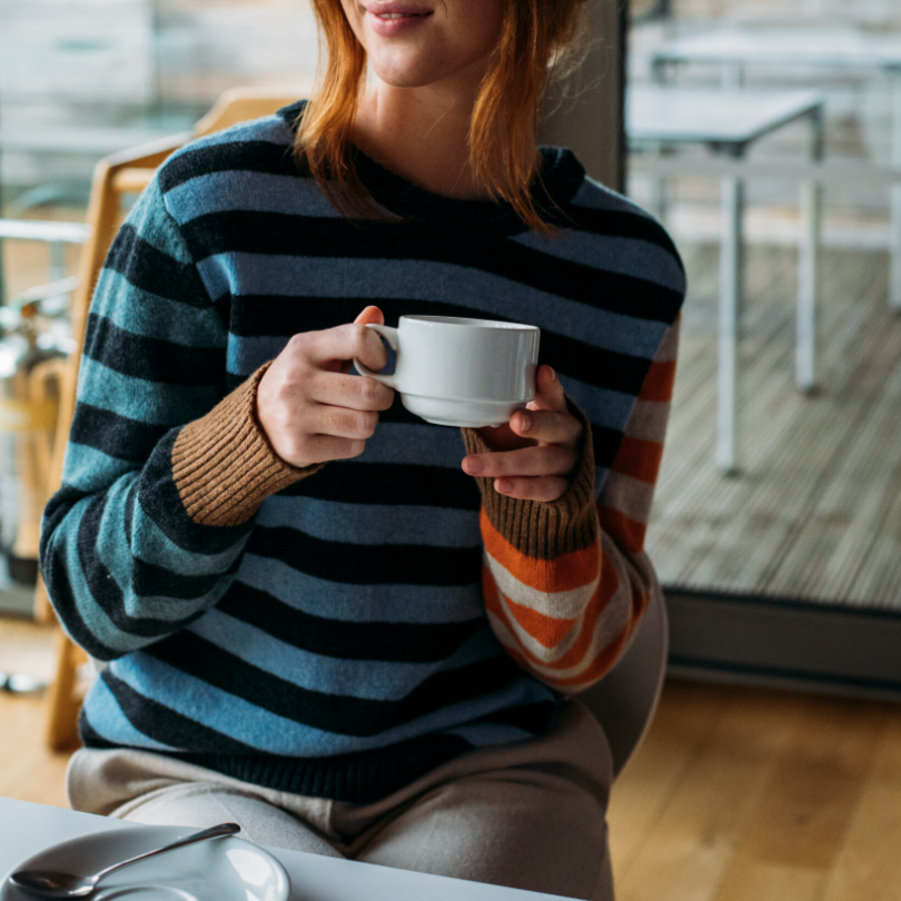 Eribé's Stobo Stripe Sweater in Phoebe, women's reversible jumper. Merino Wool for sale Australia and New Zealand.