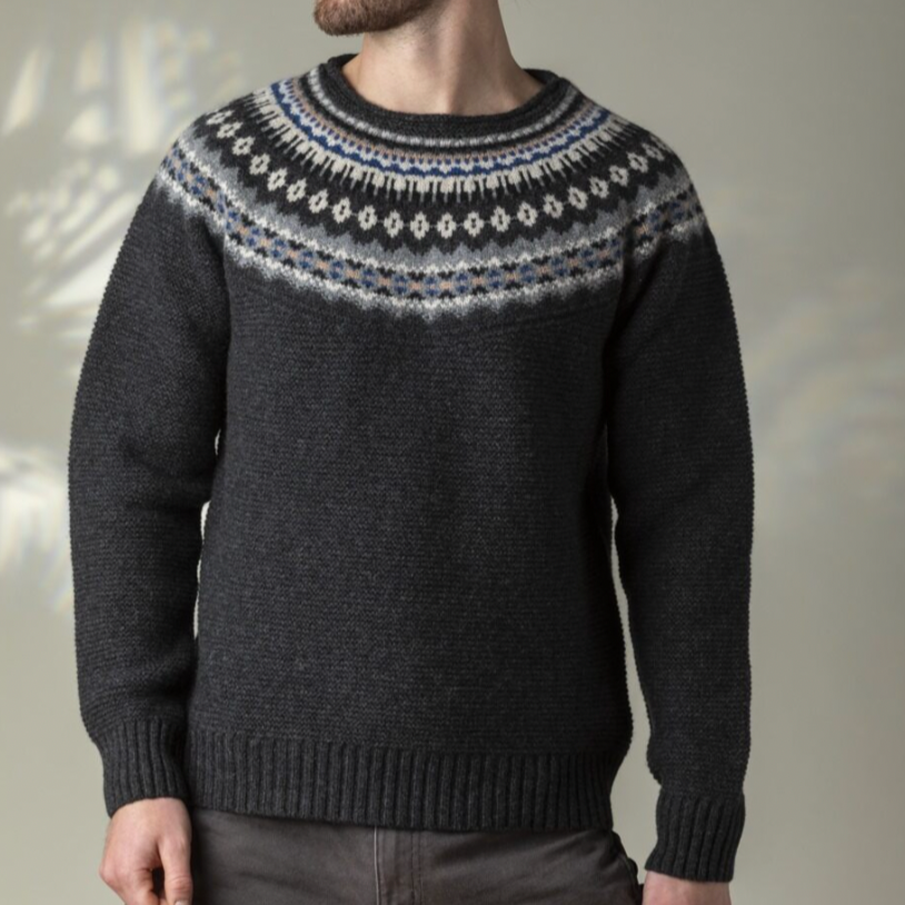 Eribé's Men's Stoneybrek knitted Sweater in Aries. Fair Isle Scottish Knitwear in Australia and New Zealand. Free Shipping.