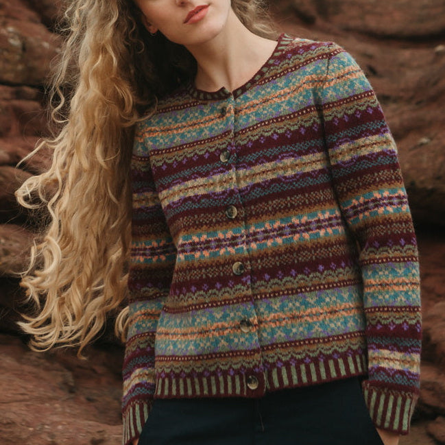 Eribe Fairisle westray Cardigan in Erica