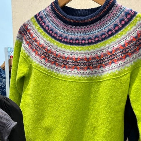 Figaro from Eribe - lime green. Fair Isle Knitwear.