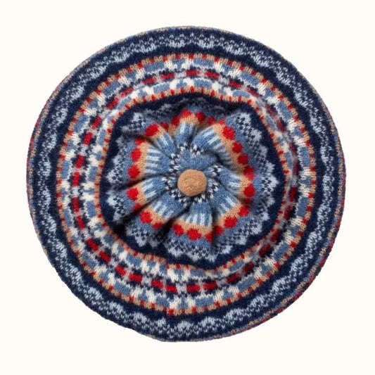 Eribe Beret fairisle merino wool. Classic
