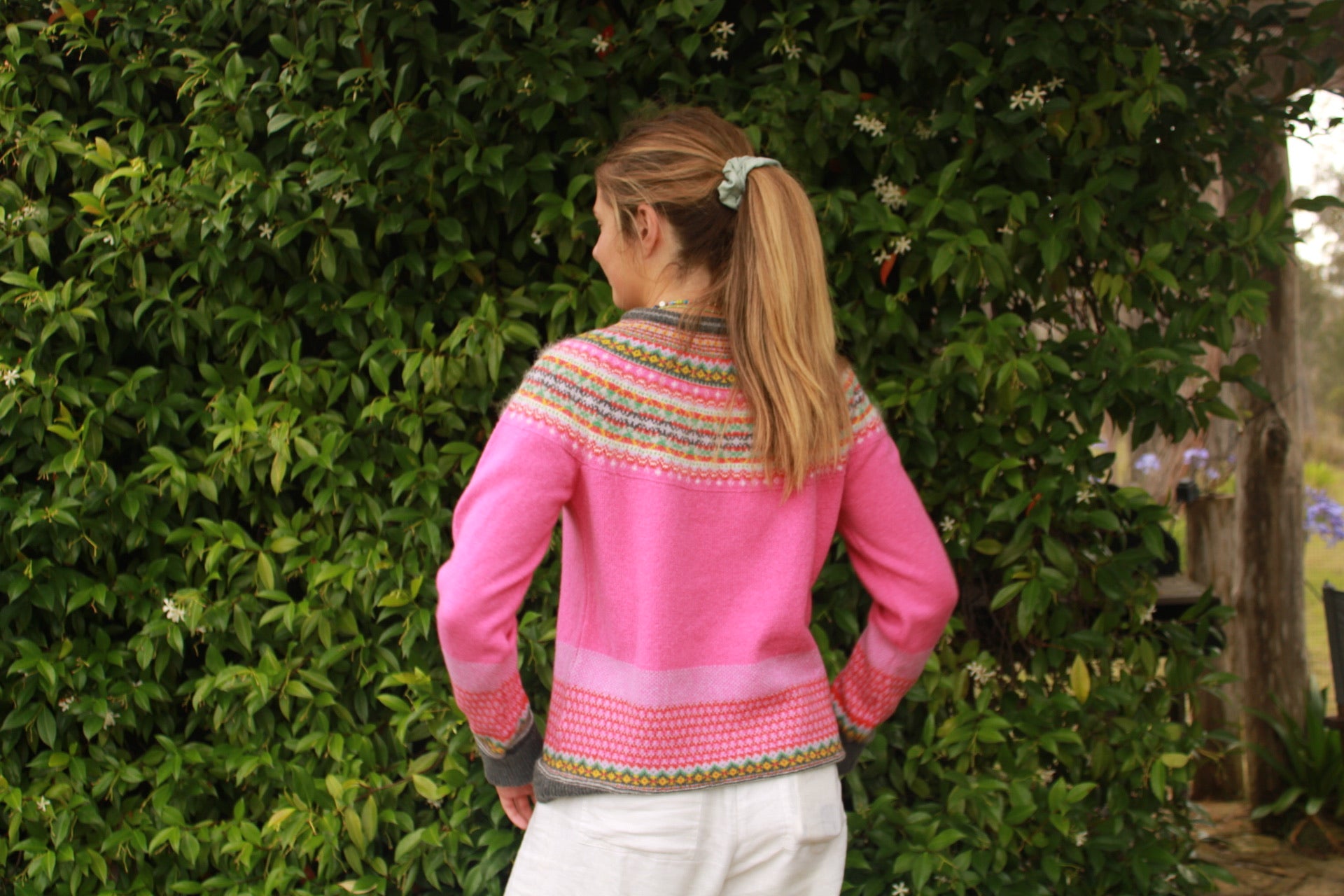 Eribe's Alpine Sweater for women in Fiesta, back view of ladies jumper