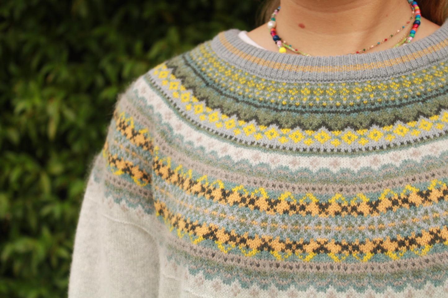 Eribe's Women's Alpine Sweater in Kelpie, fairisle knit pattern
