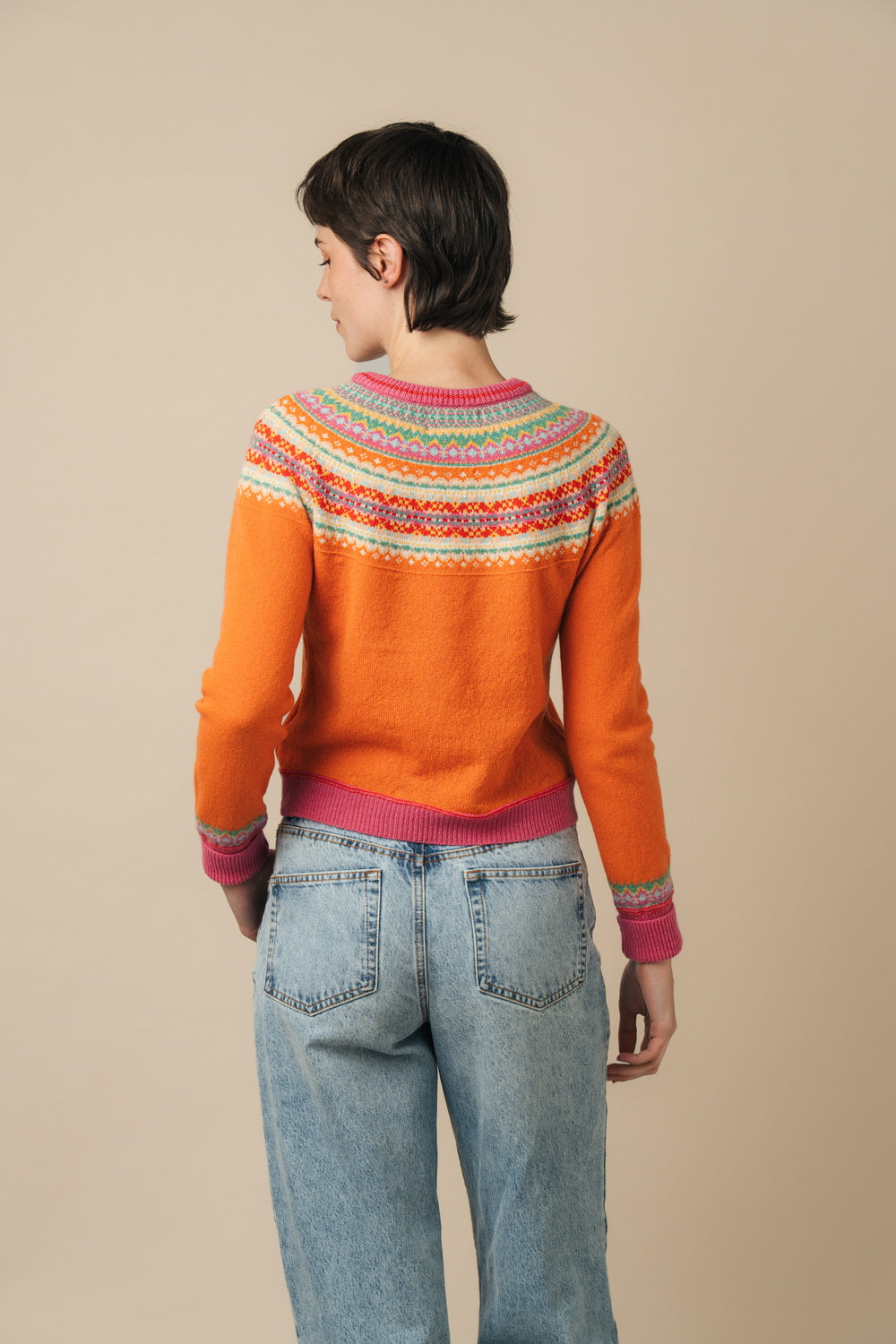 Eribe Alpine merino wool fairisle jumper in orange