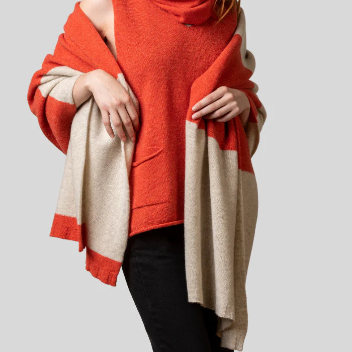 Eribe stole - bowden colourblock in inferno - orange.