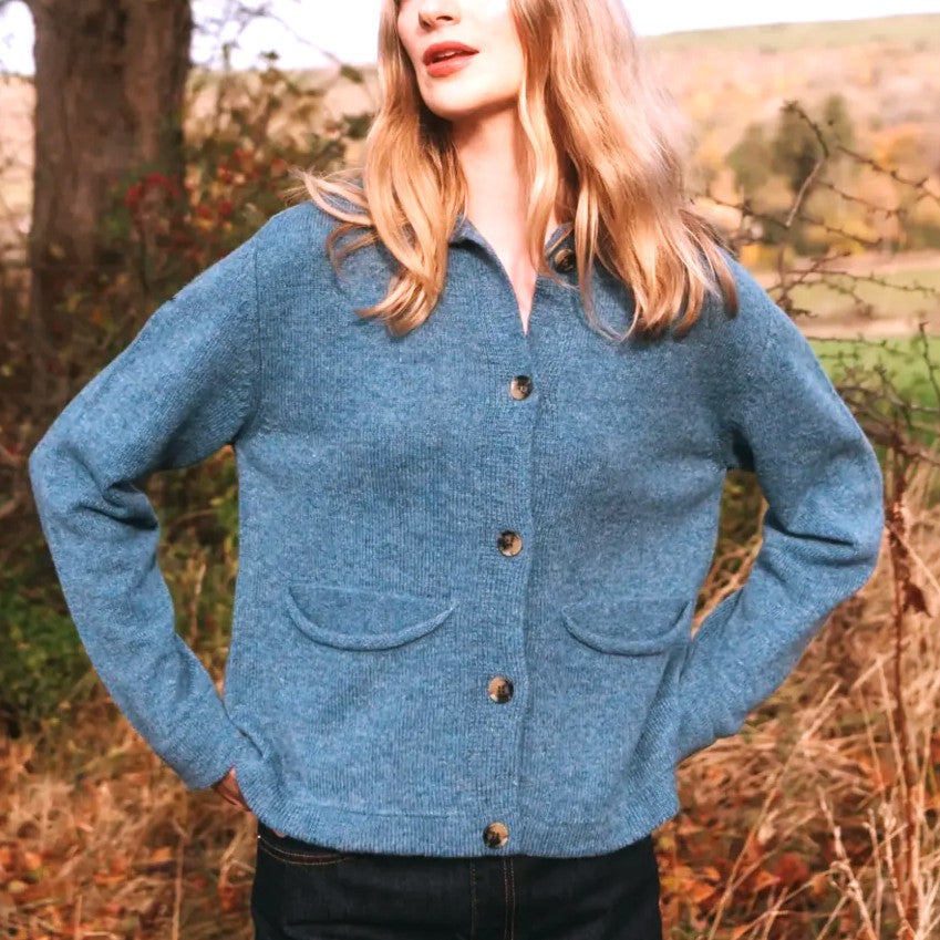 Eribe brora womens woollen jacket in blue