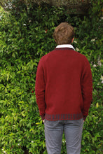 Eribe Men's Bruar Sweater in Great Burnet, back view of men's red jumper