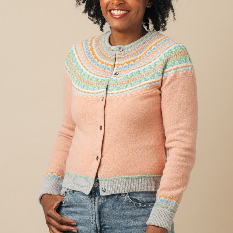 ニット/セーター mother eri ERIBÉ Women's Alpine Short Sweater Merino Wool Fairisle Yoke