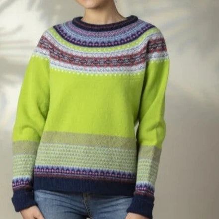 Eribe Scottish Fairisle knitwear in lime green - Figaro.