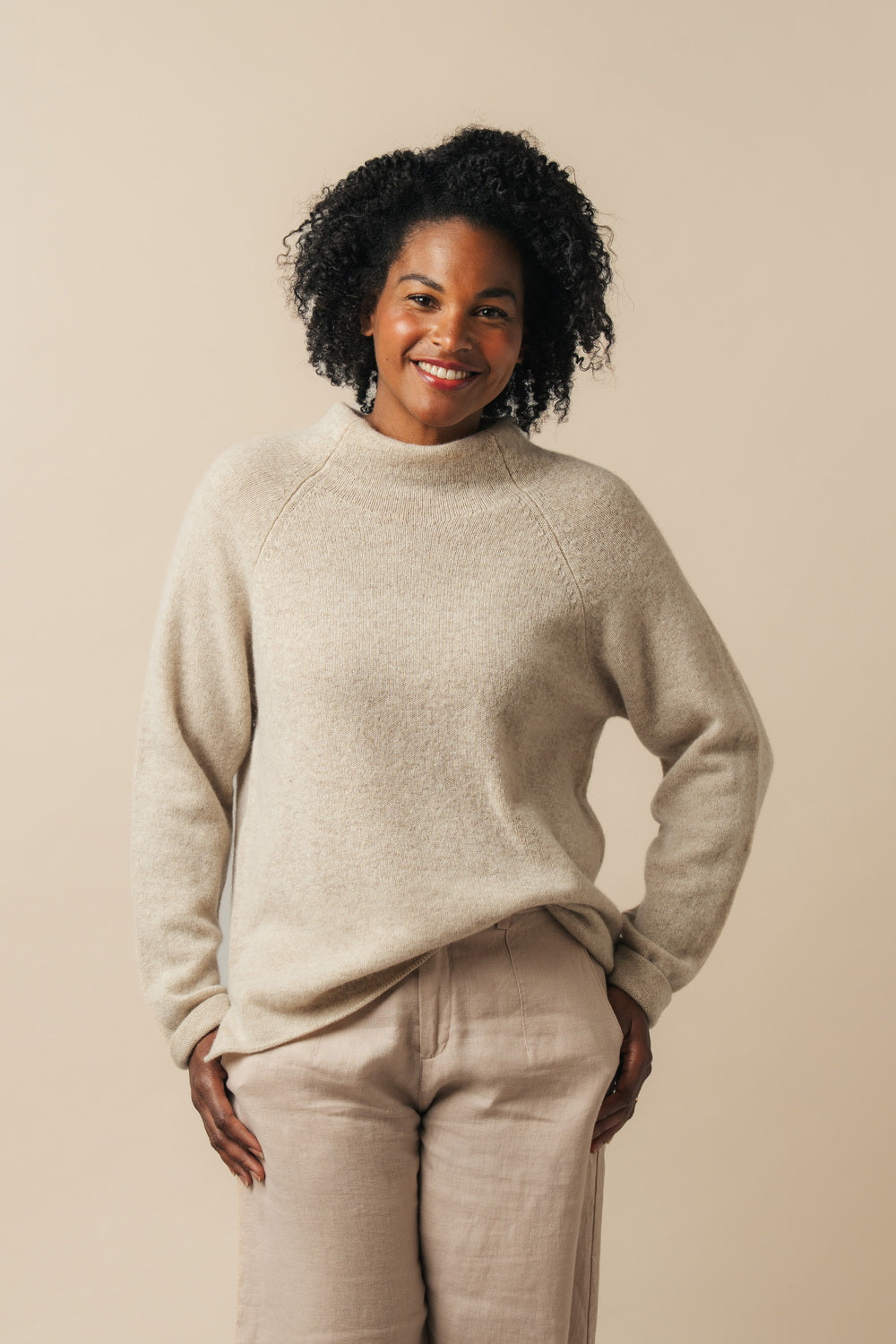 Eribe Merino Wool Funnel neck in natural