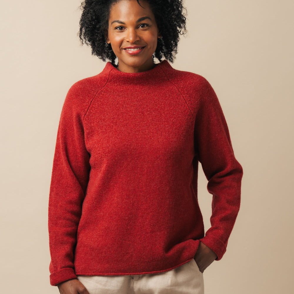 Eribe Corry Women's jumper in Poppy. Merino Wool.