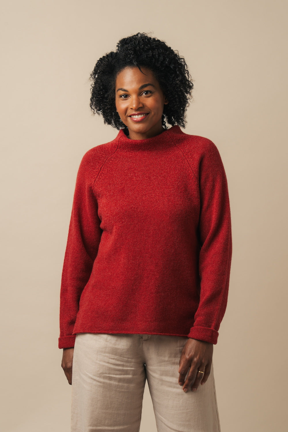 Women's merino wool quality jumper in red