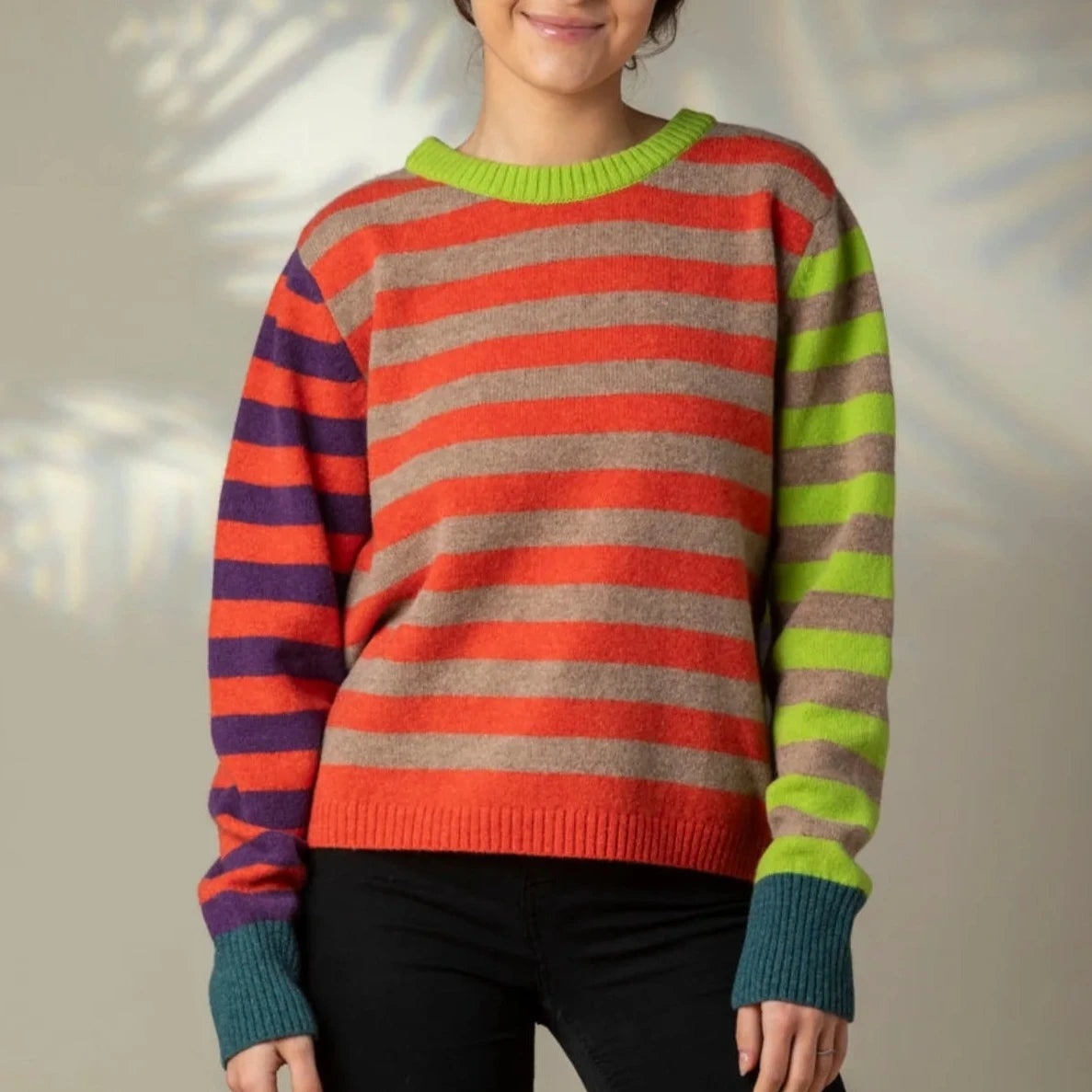 Striped jumper in fun colours in quality merino wool from Eribe.