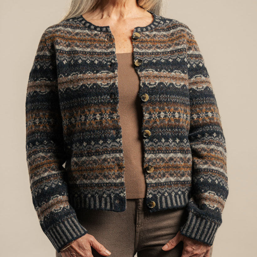 Eribe Westray woollen sweater in brown and black