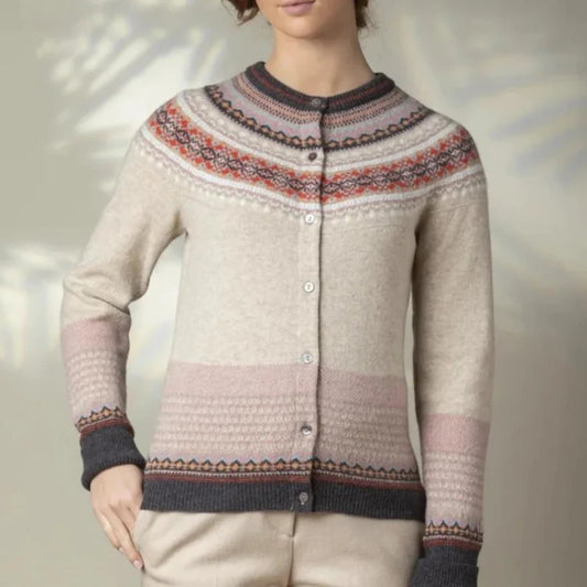 Eribe Scottish Knitwear - Fairisle cardigan in Cindy. Alpine range.