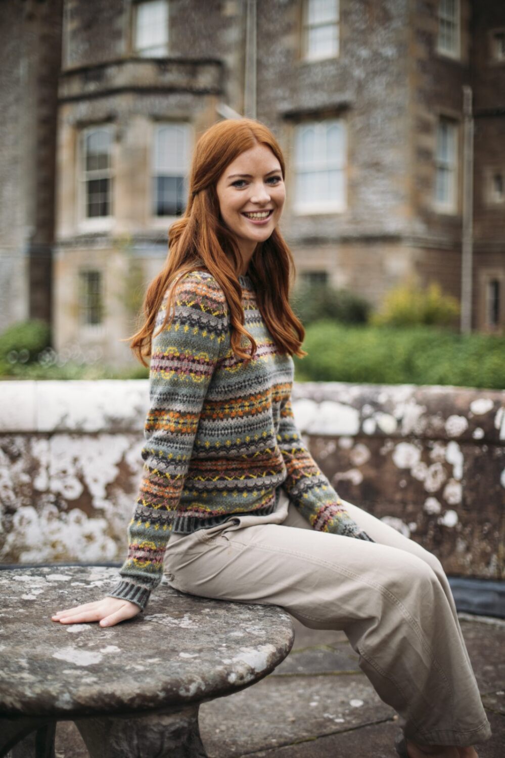 Scottish Fair Isle Knitwear. Eribe Kinross Sweater in Agate.