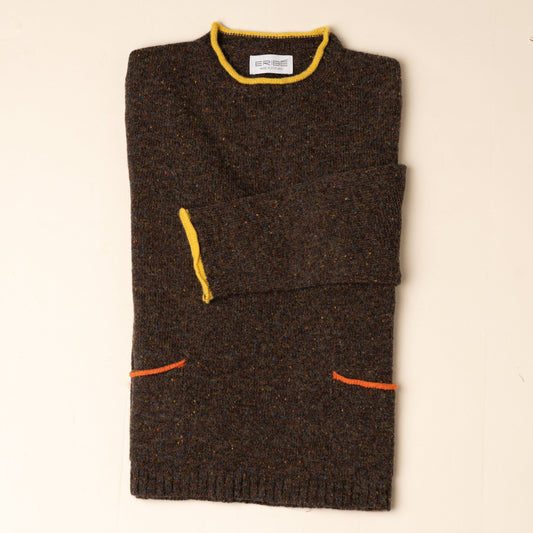 Eribe Tweed Nep Sweater in Bark